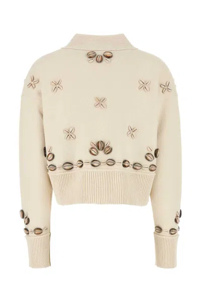 Alanui Ivory Silk Blend Oversize Ocean Dream Cardigan