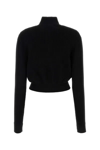 Alessandra Rich Black Wool Blend Cardigan
