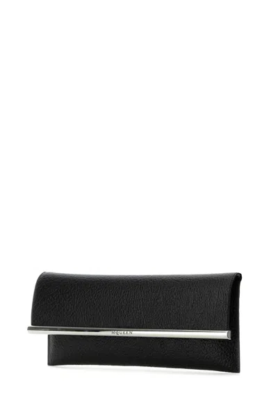Alexander Mcqueen Black Leather Cross B Long Clutch
