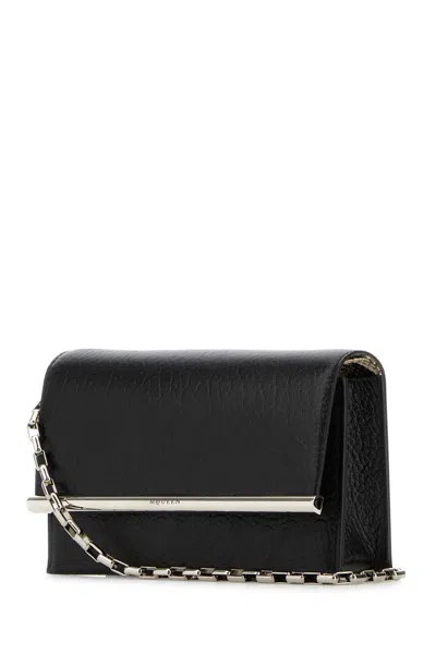 Alexander Mcqueen Black Leather Mini Cross Bar Clutch