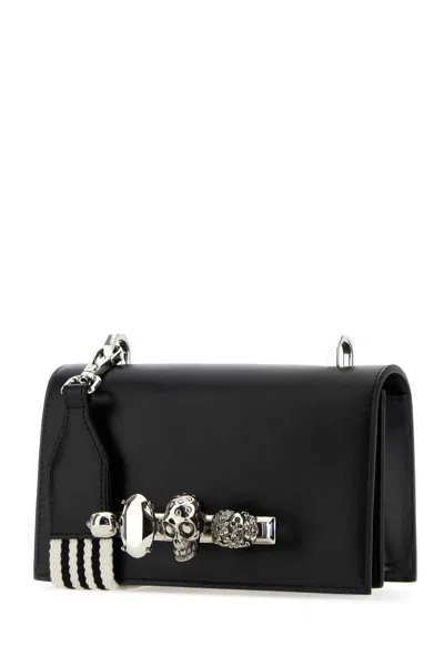 Alexander Mcqueen Black Leather The Knuckle Satchel Crossbody Bag