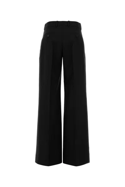 Alexander Mcqueen Black Wool Blend Wide Leg Pant In Black