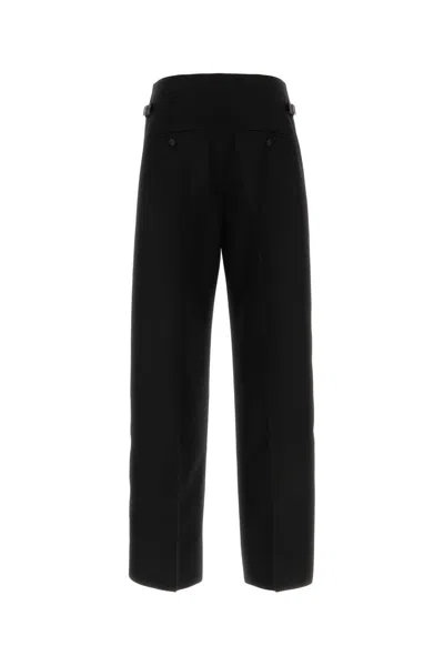 Alexander Mcqueen Black Wool Wide-leg Pant In Animal Print