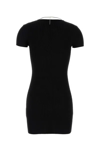 Alexander Wang Ss V-neck Dress With Nameplate Chain In Black