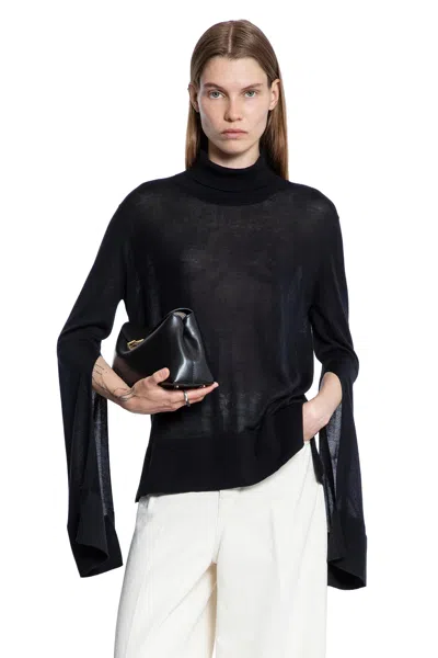 Totême Slit Sleeve Turtleneck Black In Black