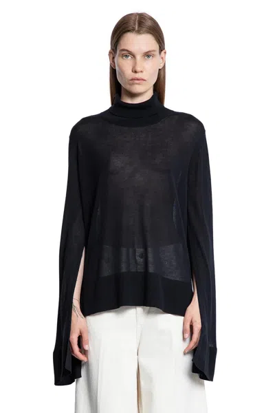 Totême Slit Sleeve Turtleneck Black In Black