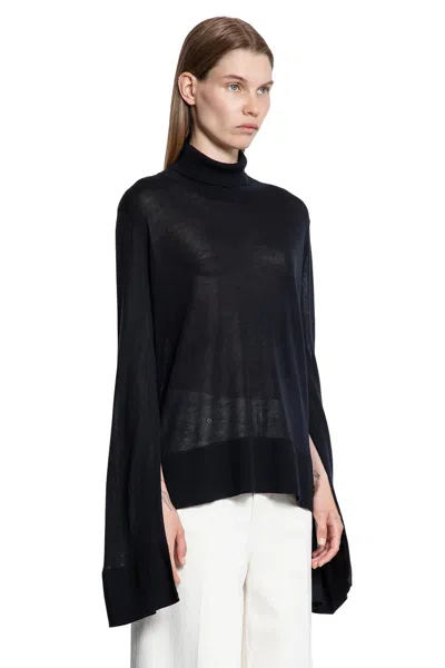 Totême Slit Sleeve Turtleneck Black In Black
