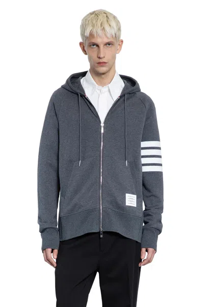 Thom Browne 4-bar Zip-up Hoodie In Classic Loopback In Gray