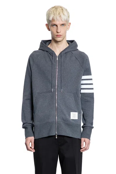 Thom Browne 4-bar Zip-up Hoodie In Classic Loopback In Gray