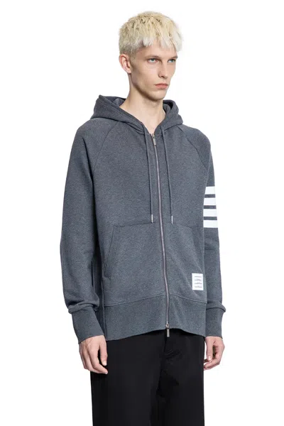 Thom Browne 4-bar Zip-up Hoodie In Classic Loopback In Gray