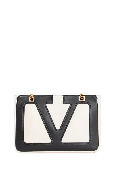 Valentino Butter White Viva Superstar Small Shopping Bag In Black&white