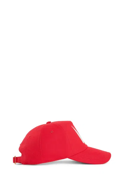 Valentino Logo Cotton Baseball Cap In Red