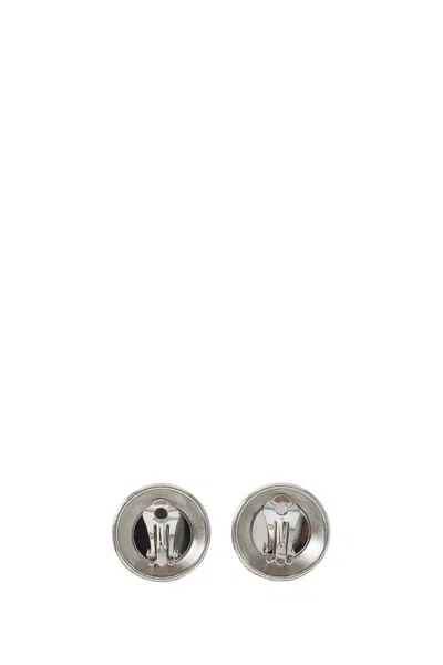 Vetements Fancy-v-button-clip-earrings In Silver