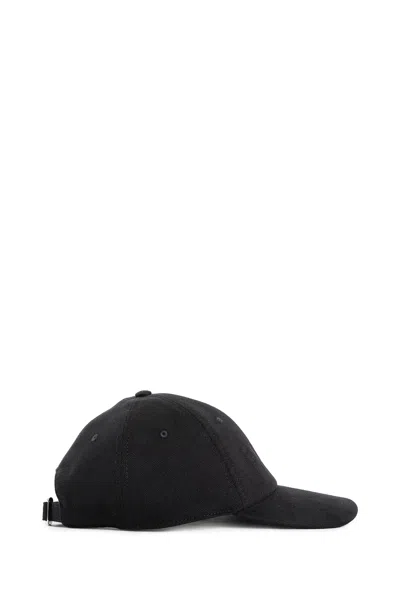 Fendi Men Wool Blend Baseball Hat With Logo Embroidery In Black