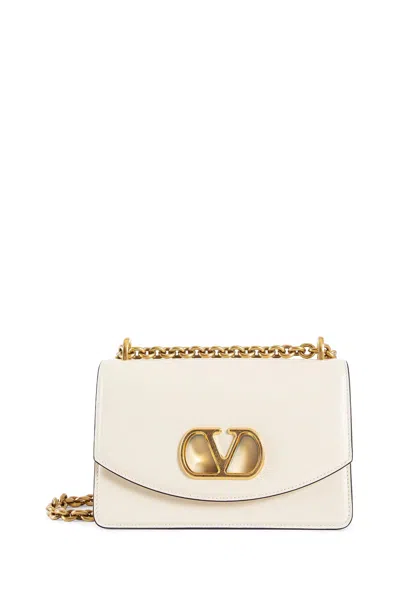 Valentino Leather Vlogo Signature Shoulder Bag In Off-white