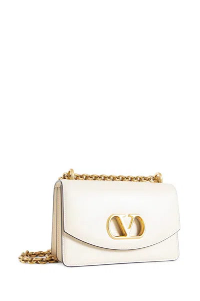 Valentino Leather Vlogo Signature Shoulder Bag In Off-white