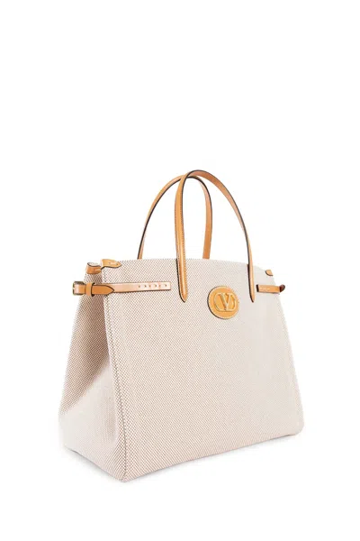 Valentino Women's Medium Antibes Canvas Tote Bag In Beige
