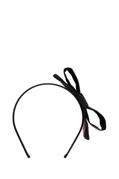 Valentino Garavani Silk Headband With Vlogo Signature Bow In Black