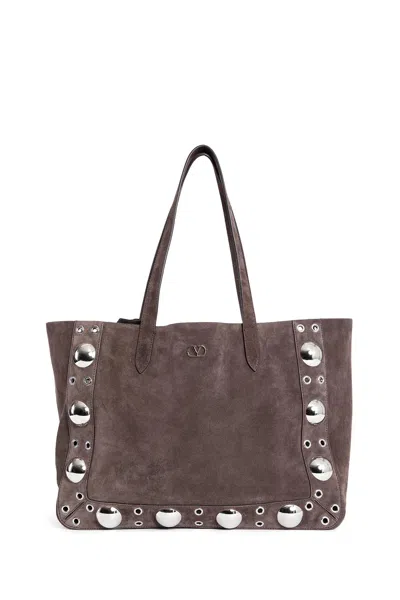 Valentino Medium Nellcote Suede Shopping Bag In Brown