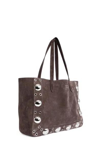 Valentino Medium Nellcote Suede Shopping Bag In Brown