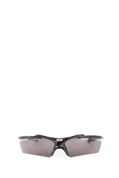 Balenciaga Rectangle Sunglasses With Dark Lenses And Nylon In Black