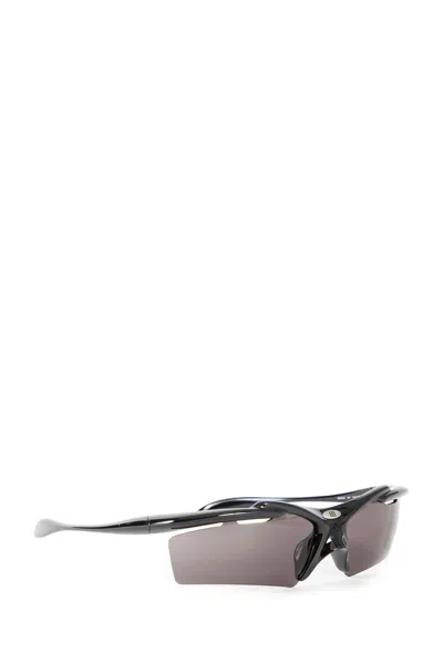 Balenciaga Rectangle Sunglasses With Dark Lenses And Nylon In Black