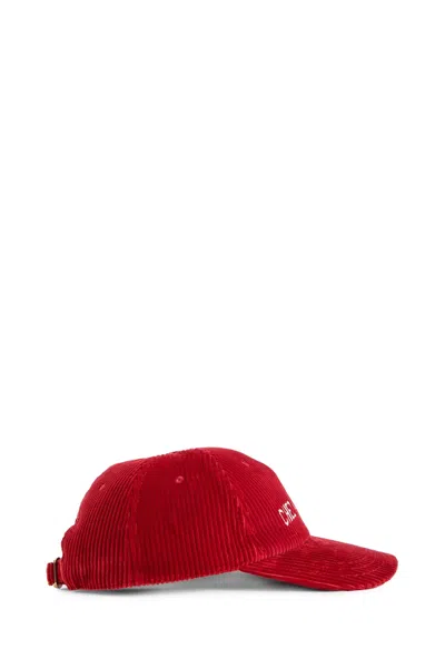 Valentino Garavani Corduroy Curved Brim Baseball Hat In Red