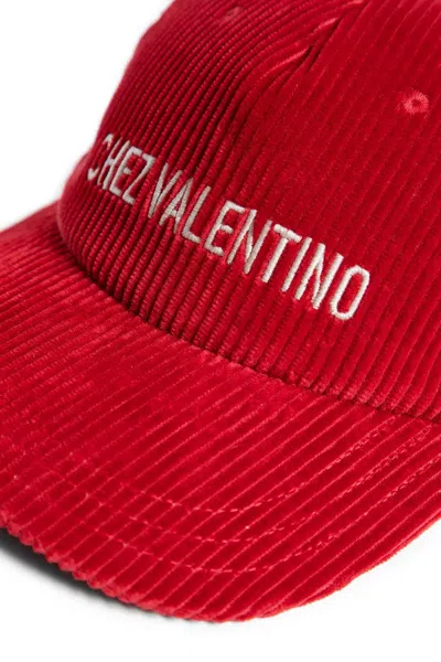 Valentino Garavani Corduroy Curved Brim Baseball Hat In Red
