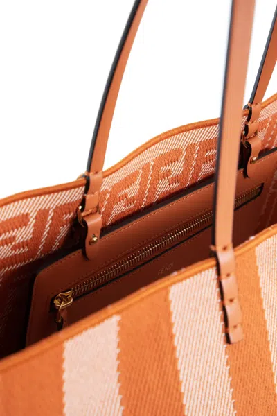 Fendi Borsa Shopping Roll Grande In Jacquard Ricamato Donna