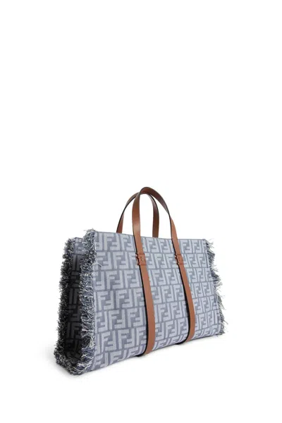 Fendi Summer Tote Ff Jacquard Fabric Shoulder Bag With Fringes