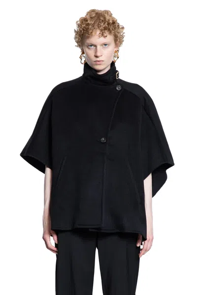 Max Mara Button Detail Cape With High Collar