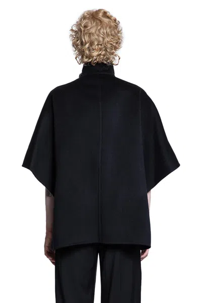 Max Mara Button Detail Cape With High Collar
