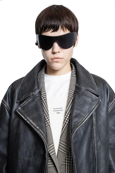 Acne Studios Women Black Biker Jacket In Vintage Looking Leather Woman