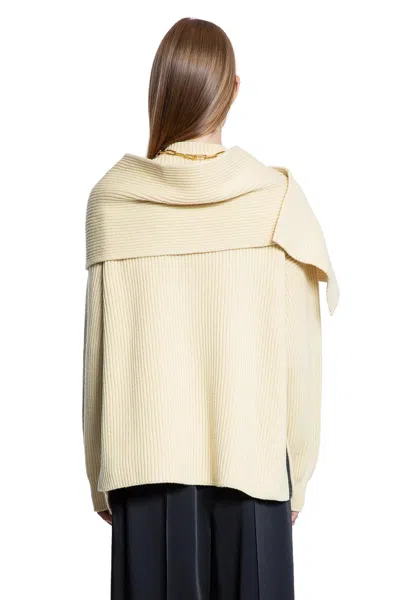 Jil Sander Wool Sweater With Dropped Shoulders And Long Scarf