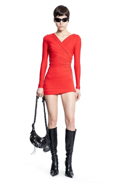 Balenciaga Draped Dress In Light Jersey In Red