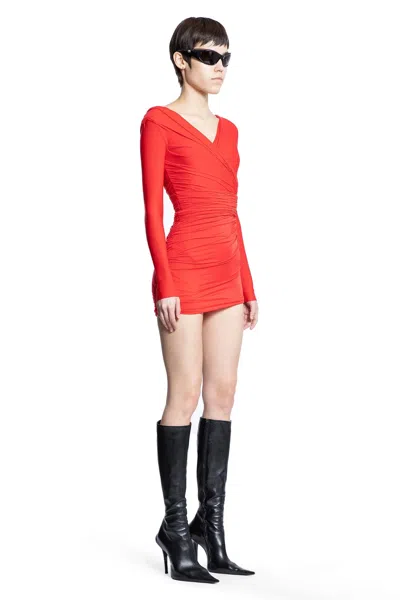 Balenciaga Draped Dress In Light Jersey In Red
