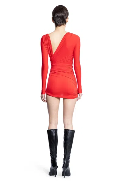Balenciaga Draped Dress In Light Jersey In Red