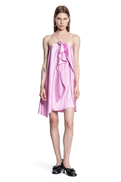 Acne Studios Ruffled Halterneck Satin Minidress