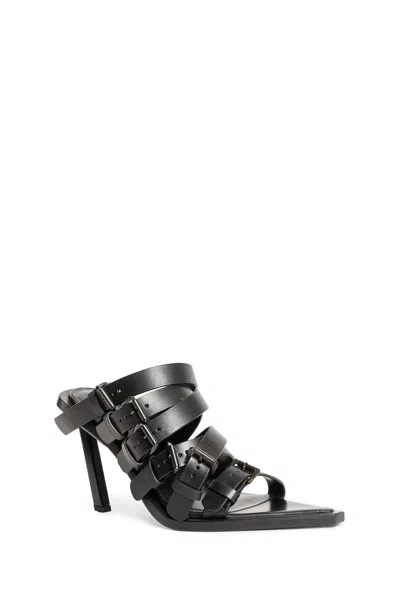 Ann Demeulemeester Nel High Heeled Mules With Belts In Black