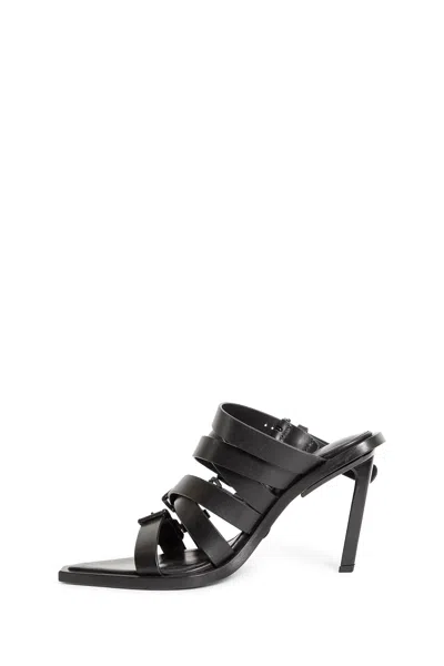Ann Demeulemeester Nel High Heeled Mules With Belts In Black