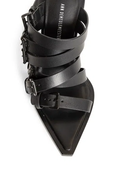 Ann Demeulemeester Nel High Heeled Mules With Belts In Black