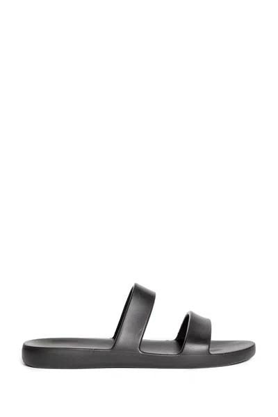 The Row Foam Rubber Dual-band Slide Sandals In Black