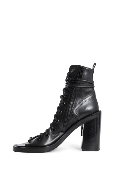 Ann Demeulemeester Woman Ankle Boots Black Size 11 Leather In Multicolor