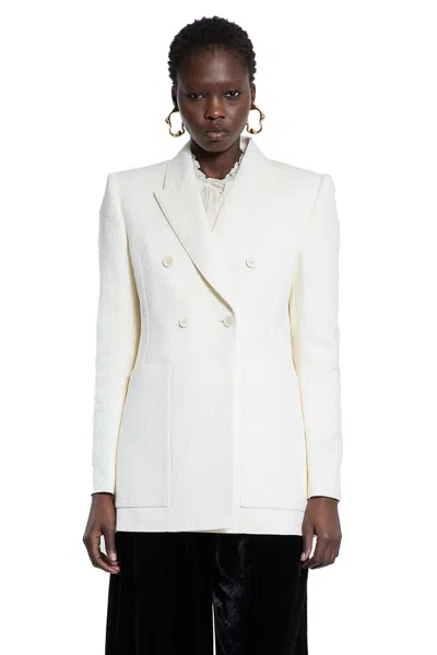 Chloé Double-breasted Wool-blend Longline Blazer In Off-white