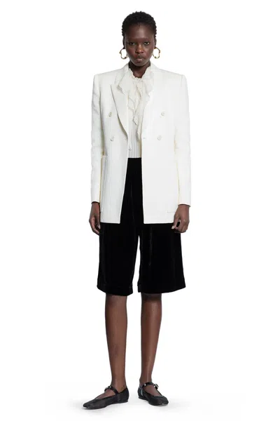 Chloé Double-breasted Wool-blend Longline Blazer In Off-white