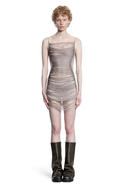 Attico Woman Silver Dresses In Neutral