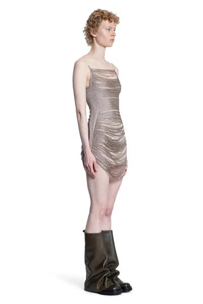 Attico Woman Silver Dresses In Neutral