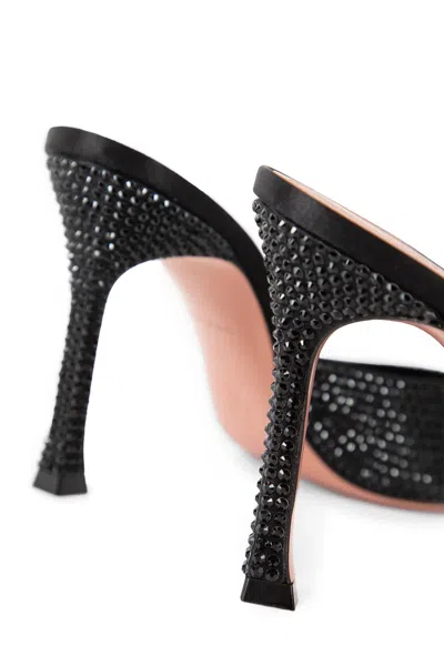 Amina Muaddi Alexa Crystal Embellished Slide Sandal In Black