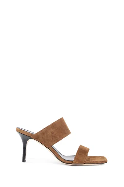 Aeyde Square Toe High Heel Sandals In Brown