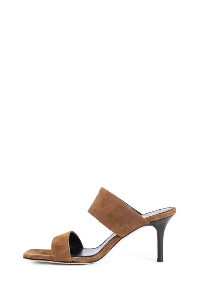 Aeyde Square Toe High Heel Sandals In Brown